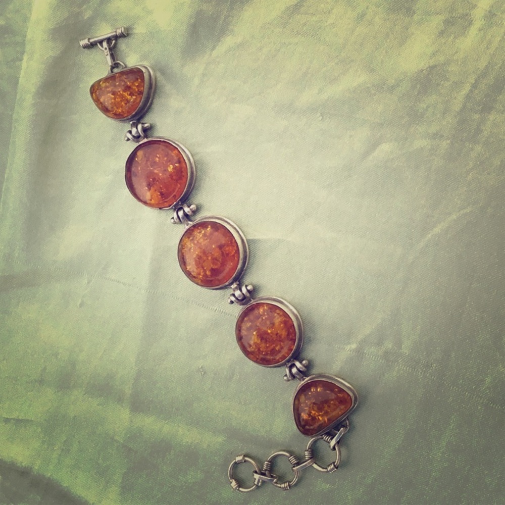 Sterling Silver and Amber Bracelet